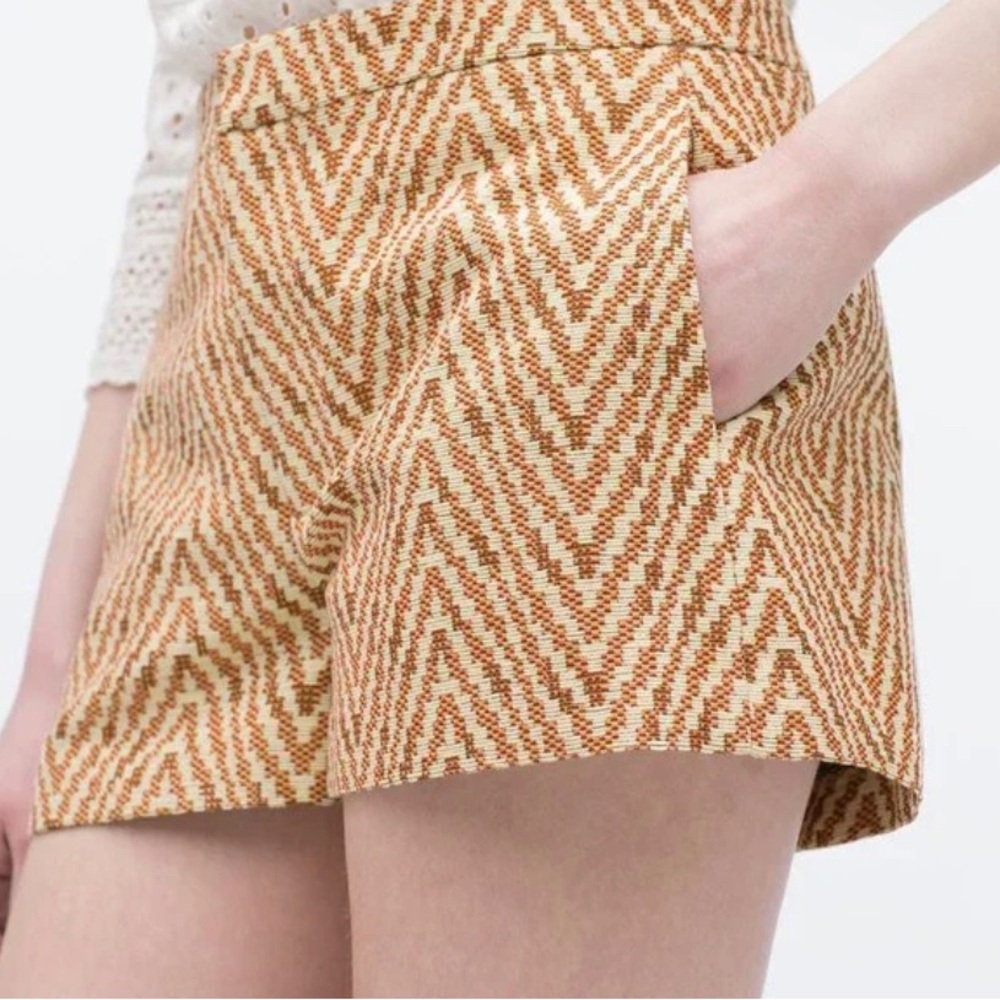 Zara Jacquard Chevron Mini Shorts